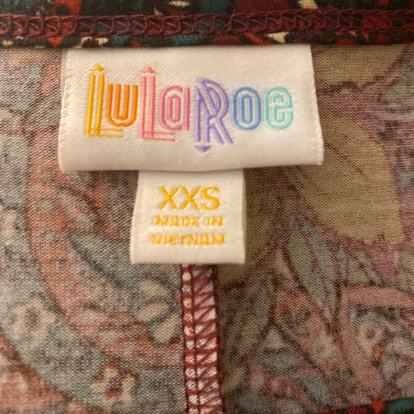 LuLaRoe Carly Dress - Size XXS, Fall Colors Print - Picture 6 of 7